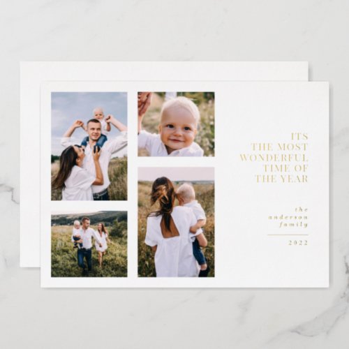 Most wonderful time christmas multi photo  foil ho foil holiday card