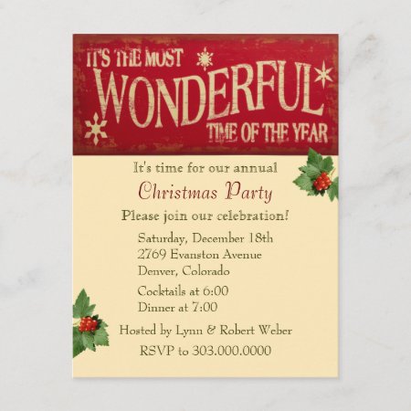 Most Wonderful Time Christmas Party Invitation