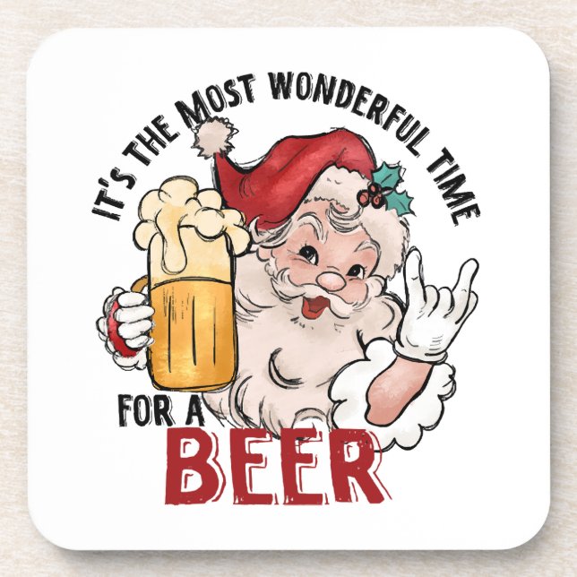 Most Wonderful Time for a Beer Beverage Coaster (Front)