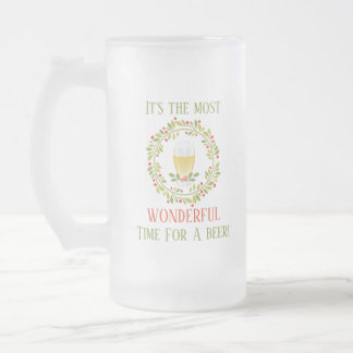 Most Wonderful Time For A Beer Christmas Frosted Glass Beer Mug