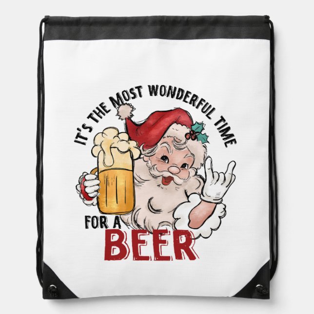 Most Wonderful Time for a Beer Drawstring Bag (Front)