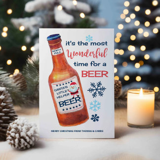 Most Wonderful Time For a Beer Funny Christmas Holiday Card