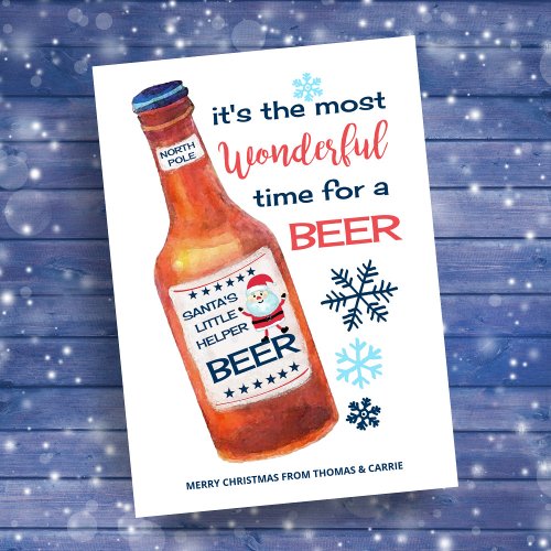 Most Wonderful Time For a Beer Funny Christmas Holiday Card