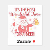 Most Wonderful Time for a Beer Santa Contour Cut Sticker (Sheet)