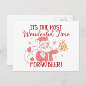 Most Wonderful Time for a Beer Santa Holiday Postcard (Front/Back)