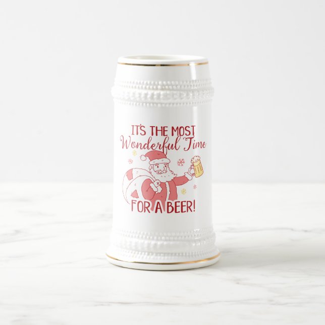 Most Wonderful Time for a Beer Santa Stein (Center)