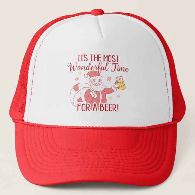 Most Wonderful Time for a Beer Santa Trucker Hat (Front)