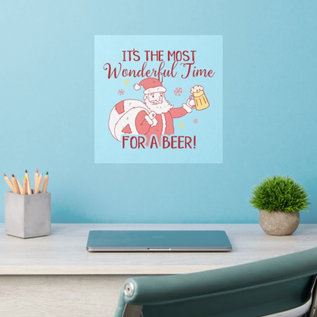 Most Wonderful Time for a Beer Santa Wall Decal (Home Office 2)