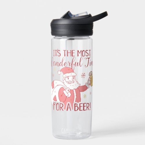 Most Wonderful Time for a Beer Santa  Water Bottle