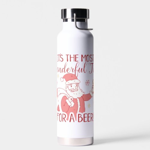 Most Wonderful Time for a Beer Santa Water Bottle