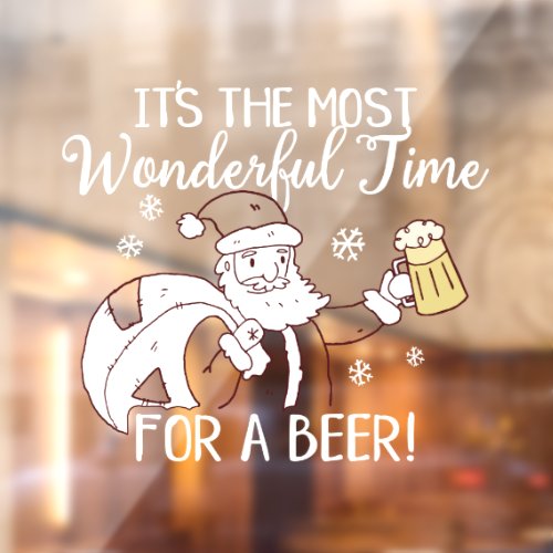 Most Wonderful Time for a Beer Santa Window Cling