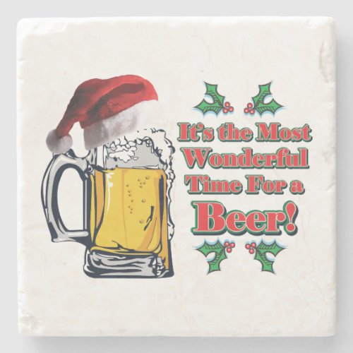 Most Wonderful Time for a Beer Stone Coaster