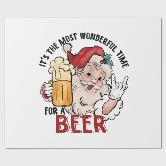 Most Wonderful Time for a Beer Wrapping Paper (Flat)