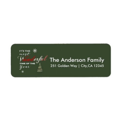 MOST WONDERFUL TIME Green Holiday Address Label
