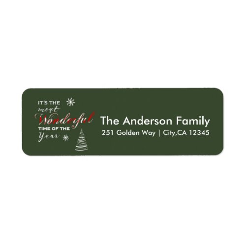 MOST WONDERFUL TIME Holiday Green Address Label