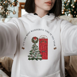 Most Wonderful Time Hoodie Red Door & Tree Design