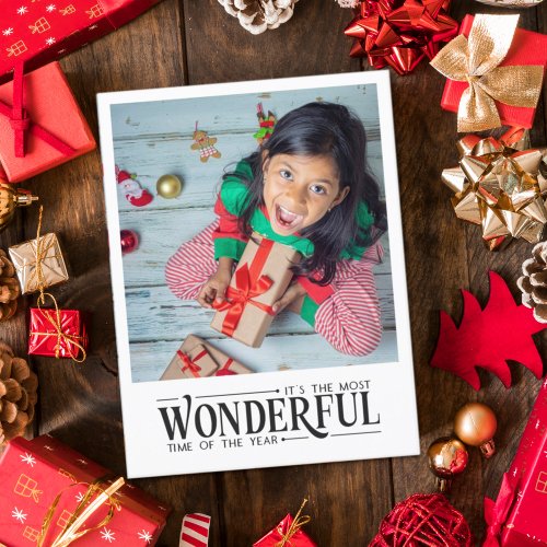 Most wonderful time kid photo fun Christmas Holiday Postcard