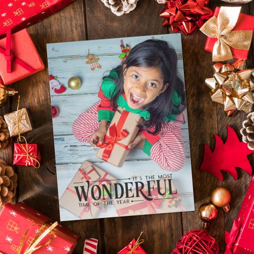 Most wonderful time kid photo fun Christmas Holiday Postcard