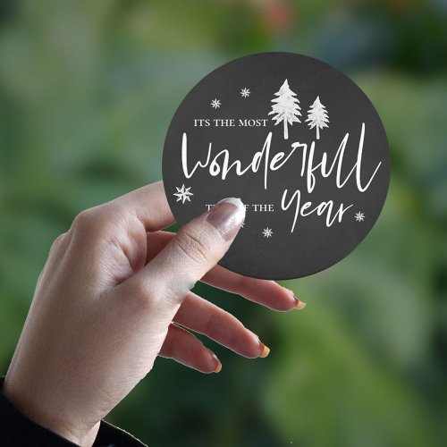  Most Wonderful Time Of The Year Black And White Classic Round Sticker