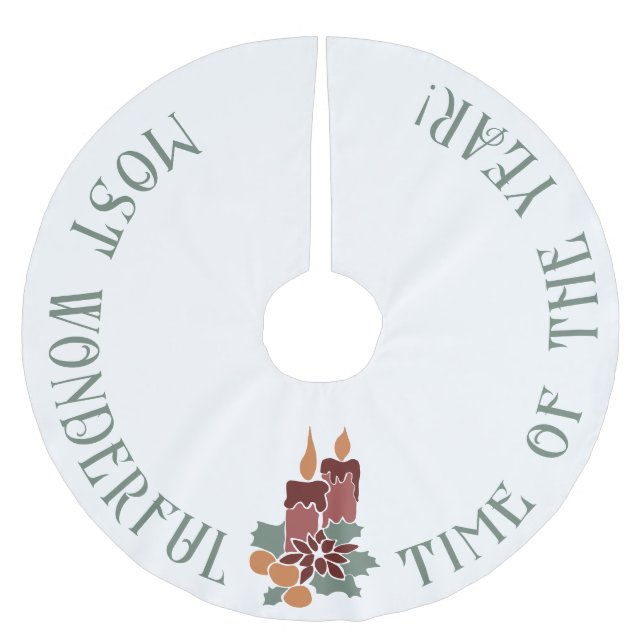 Most Wonderful Time of the Year, Christmas Candles Brushed Polyester Tree Skirt (Front)
