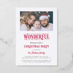 Most wonderful time of the year Christmas party Letterpress Photo Cards
