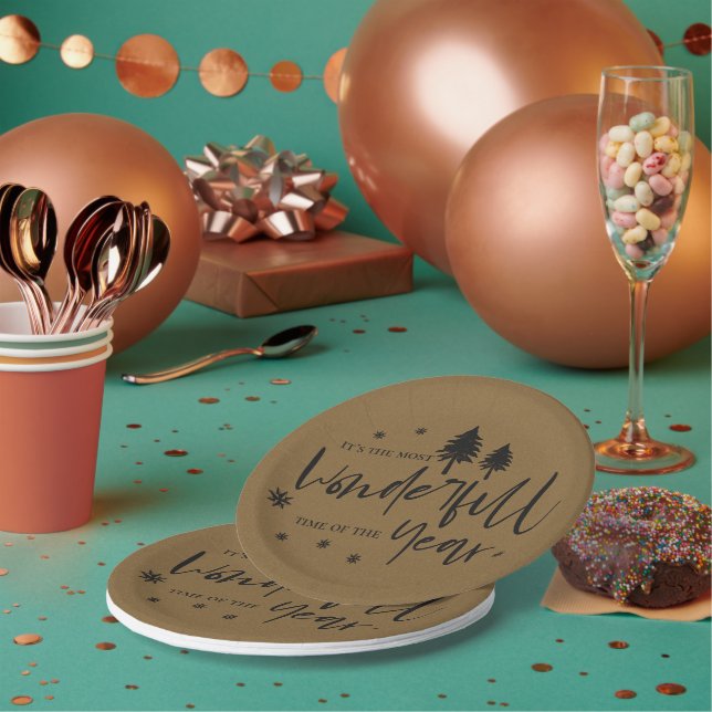 Most Wonderful Time Of The Year Christmas Party Paper Plates (Multi)