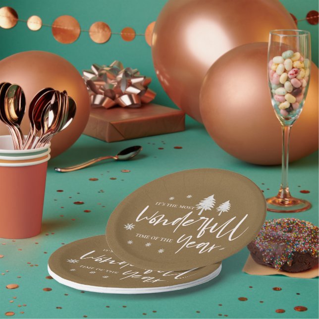 Most Wonderful Time Of The Year Christmas Party Paper Plates (Multi)