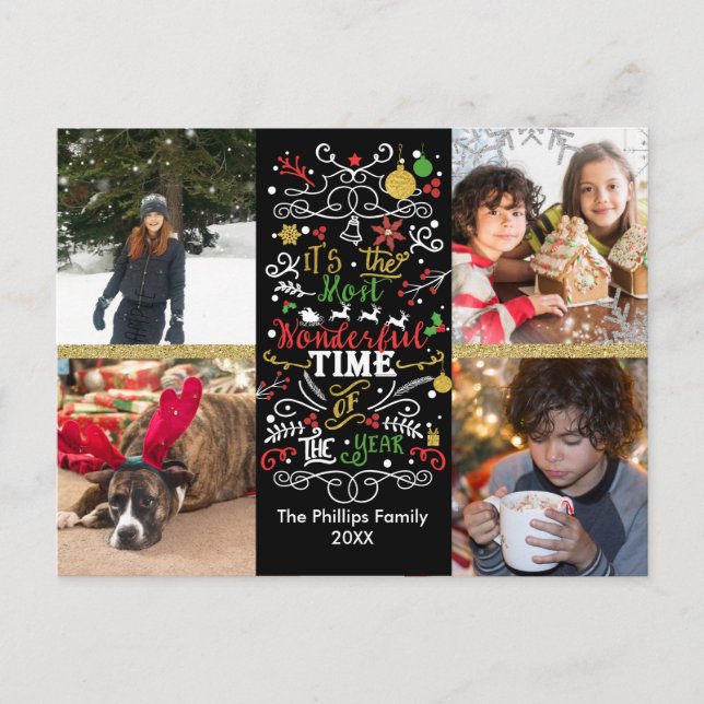 Most Wonderful Time of the Year Christmas Photo Holiday Postcard (Front)