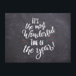 Most Wonderful Time of the Year Christmas quote Canvas Print<br><div class="desc">It's the Most Wonderful Time of the Year quote on a chalkboard background print wrapped canvas. Frame this typography Christmas design for the holidays to display over the mantel, at your entryway, living room, bedroom, office etc, Featuring modern typography with a rustic feel, holly illustration in red and green leaves....</div>