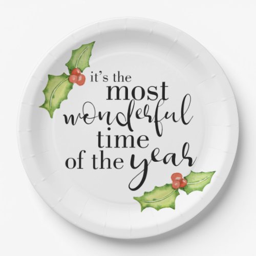Most Wonderful Time of the Year Christmas Quote Paper Plates