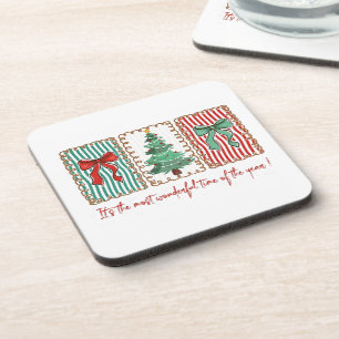 Most Wonderful Time Of The Year Coquette Christmas Beverage Coaster