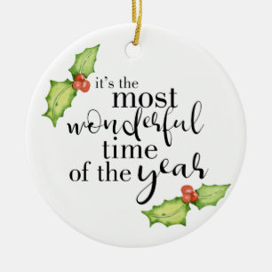Most Wonderful Time of the Year Family Photo Ceramic Ornament