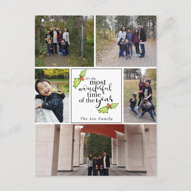 Most Wonderful Time of the Year Family Photo Holiday Postcard (Front)