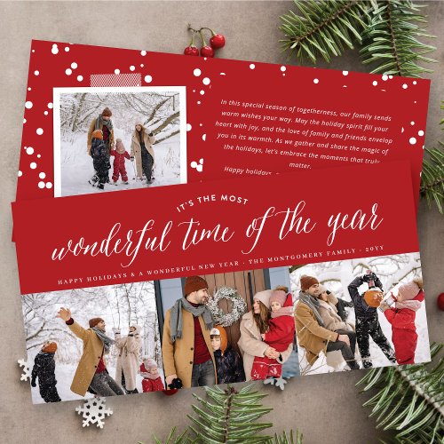 Most Wonderful Time Of The Year Minimalist 3 Photo Holiday Card