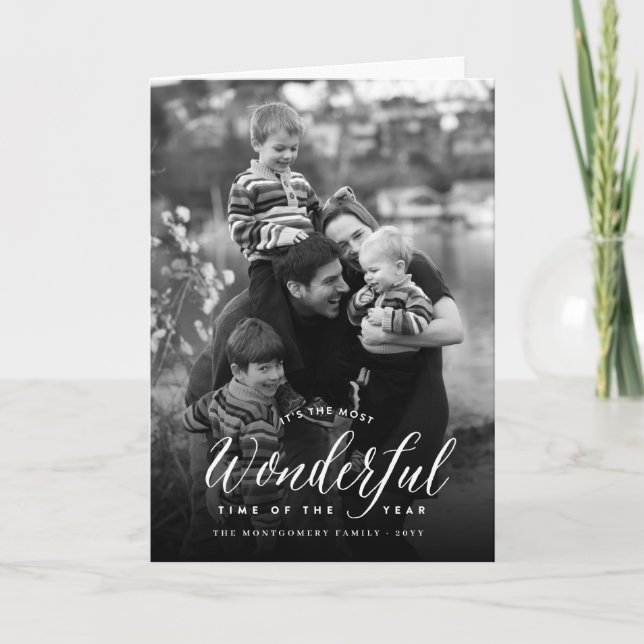 Most Wonderful Time Of The Year Modern Photo Holiday Card (Front)