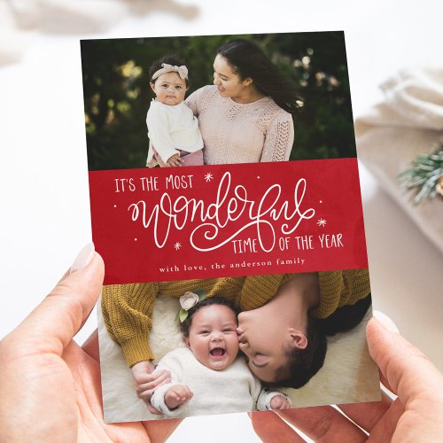 Most Wonderful Time of the Year Red Photo Holiday Card