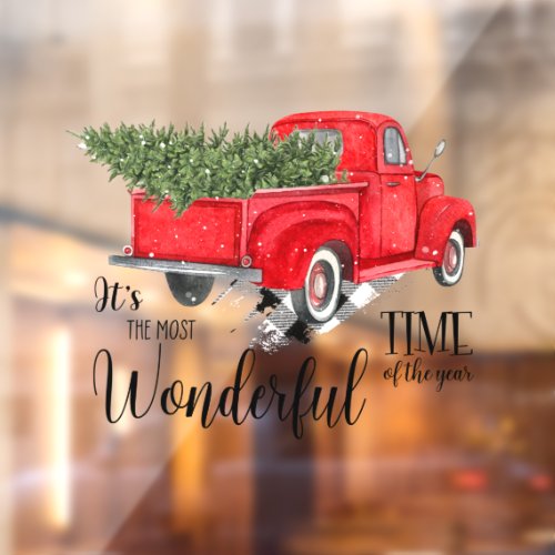 Most Wonderful Time of the Year Red Truck Window Cling