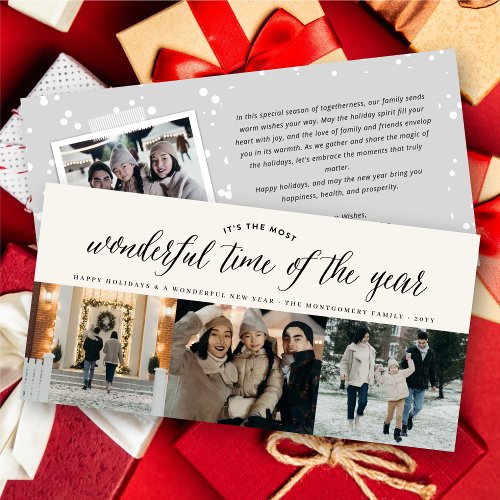 Most Wonderful Time Of The Year Simple 3 Photo  Holiday Card