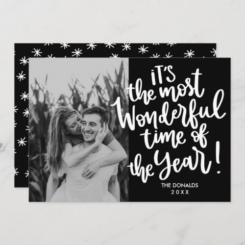 Most Wonderful time of Year  Black HOLIDAY Photo Invitation