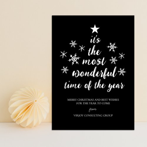 Most Wonderful Time of Year Black Script Business Holiday Card