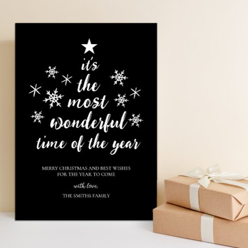 Most Wonderful Time of Year Black Script Non Photo Holiday Card