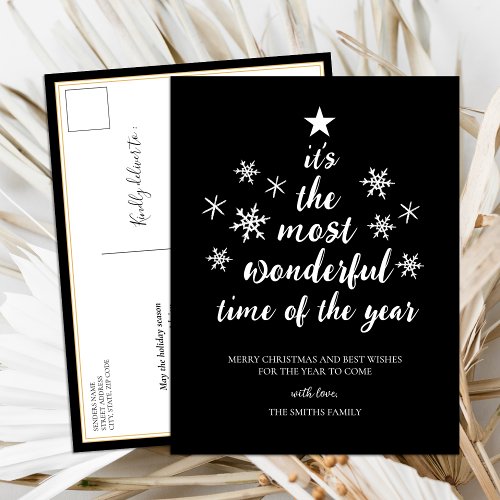 Most Wonderful Time of Year Black Script Non Photo Holiday Postcard