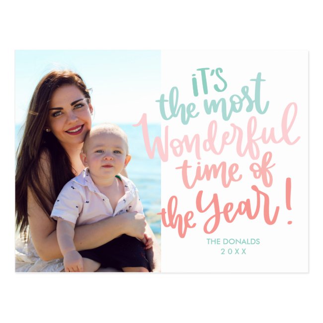 Most Wonderful time of Year | Blue HOLIDAY Photo Postcard