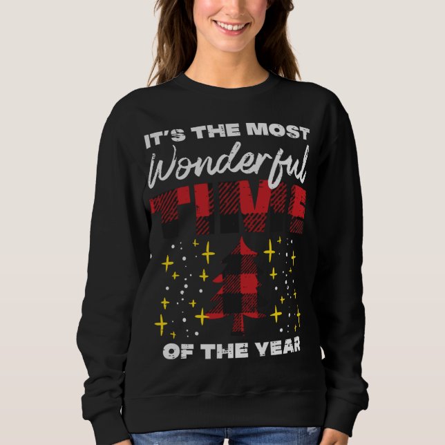 Most Wonderful Time Of Year Buffalo Plaid Christma Sweatshirt (Front)