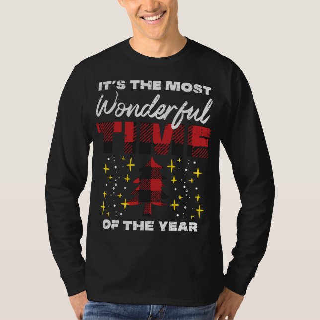Most Wonderful Time Of Year Buffalo Plaid Christma T-Shirt (Front)