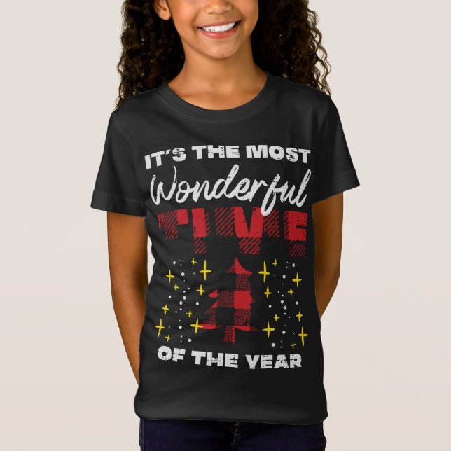 Most Wonderful Time Of Year Buffalo Plaid Christma T-Shirt (Front)