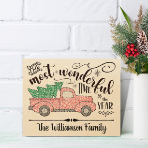 Most Wonderful Time of Year Christmas Family Name Wood Wall Art