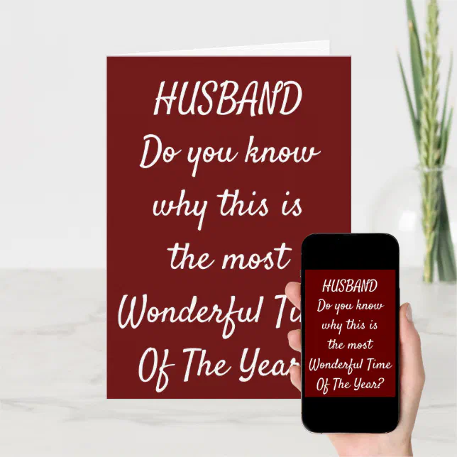 MOST WONDERFUL TIME OF YEAR *HUSBAND* HOLIDAY CARD | Zazzle