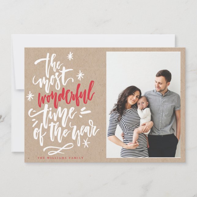 Most Wonderful Time of Year Kraft Photo Card (Front)