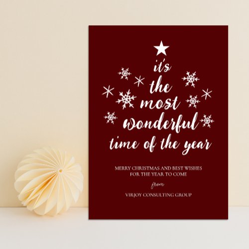 Most Wonderful Time of Year Red Script Business Holiday Card